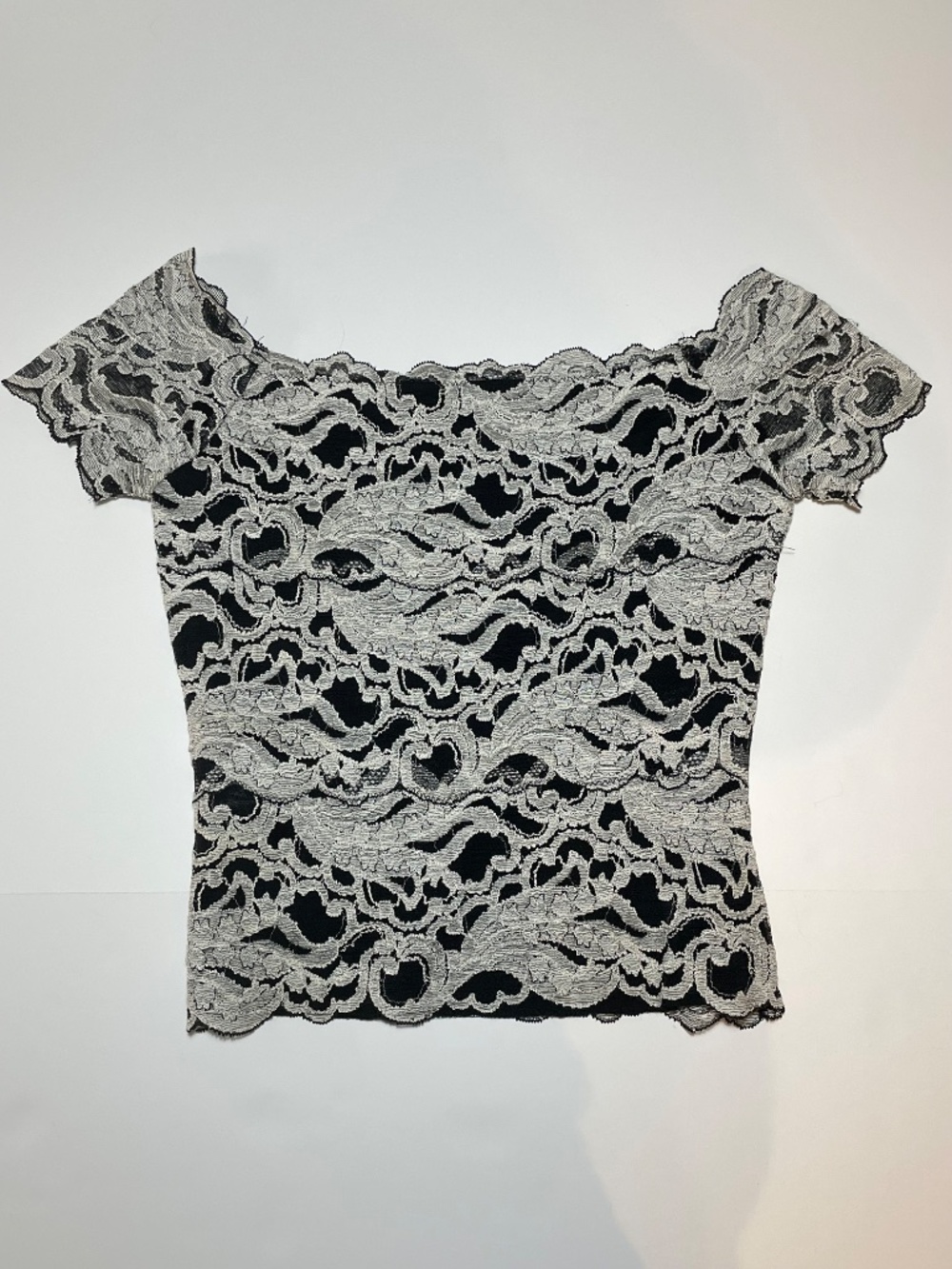 Vintage Cache Lace Black and White Top Made in USA - Picture 3 of 9